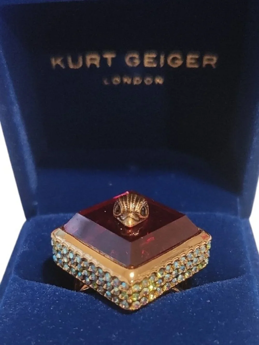 Kurt Geiger London Square Stone Cocktail Ring Pink NWT